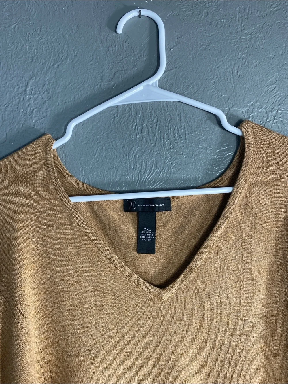INC International Concepts Sweater Womens XXL Tan Embellished Bell Sleeve V Neck